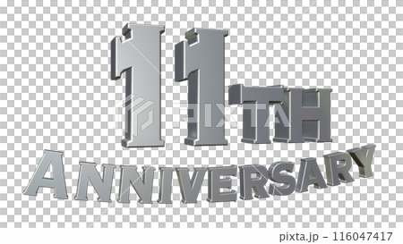 3DCG text "11th Anniversary" Silver, Silver 3DCG text "11th Anniversary" Silver, Silver 116047417