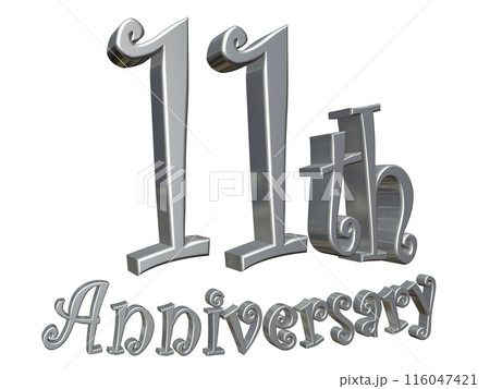 3DCG文字「11th Anniversary/11周年」シルバー,銀 116047421
