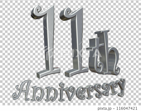3DCG文字「11th Anniversary/11周年」シルバー,銀 116047421