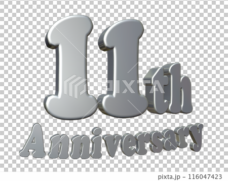 3DCG text "11th Anniversary" Silver, Silver 116047423