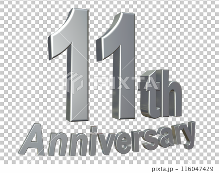 3DCG text "11th Anniversary" Silver, Silver 116047429