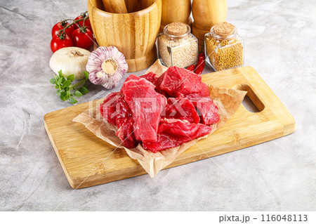 Sliced raw beef meat for cooking 116048113