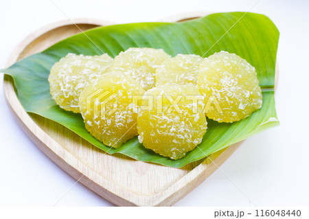 Steamed cassava cake. Thai dessert Steamed cassava cake. Thai dessert 116048440