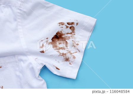 Dirty choclate stain on white shirt 116048584
