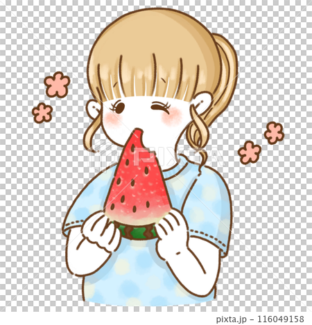 A girl who eats a watermelon A girl who eats a watermelon 116049158