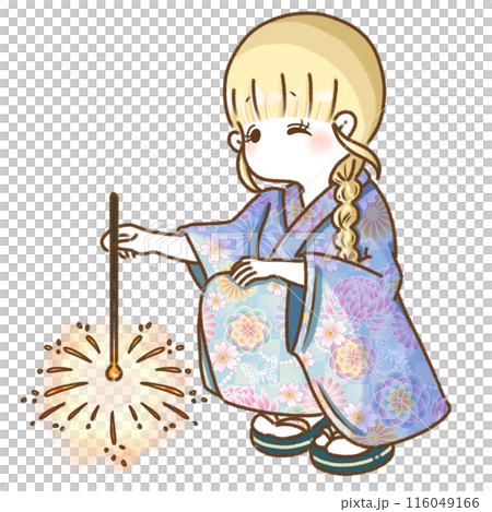 A girl playing a spider fireworks 116049166