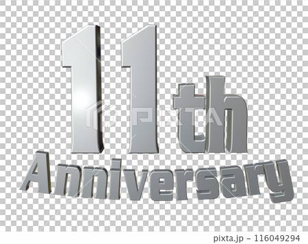 3DCG text "11th Anniversary" Silver, Silver 116049294