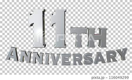 3DCG文字「11th Anniversary/11周年」シルバー,銀 116049299