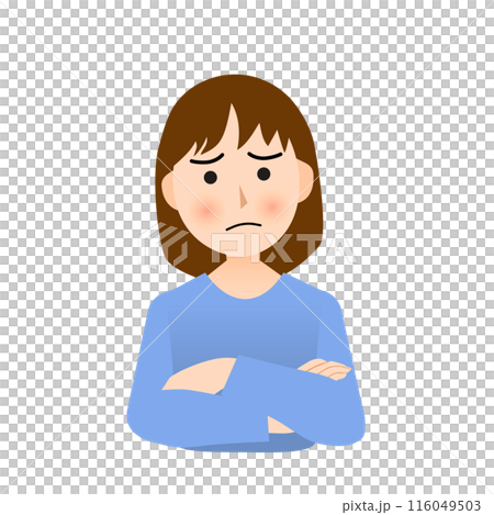 一個雙臂交叉的憂心忡忡的女人 116049503