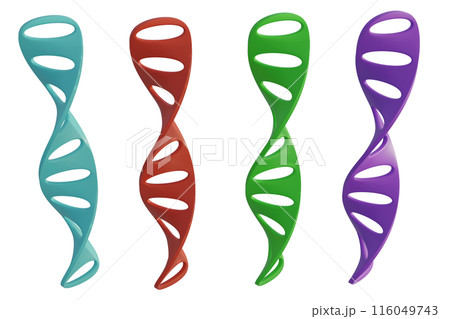3D rendering of colorful DNA structures on white background 3D rendering of colorful DNA structures on white background 116049743