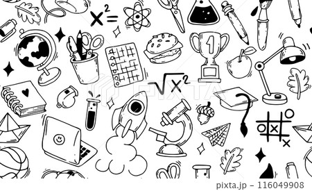 cute back to school pattern. doodle illustration education, school cute back to school pattern. doodle illustration education, school 116049908