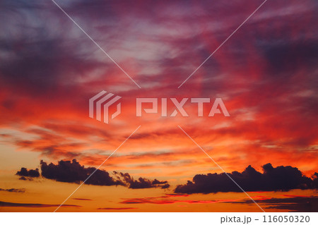 changing weather forecast. red clouds on the evening sky. dramatic sunset background changing weather forecast. red clouds on the evening sky. dramatic sunset background 116050320