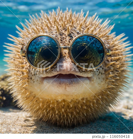 サングラスをしたハリセンボン 116050418