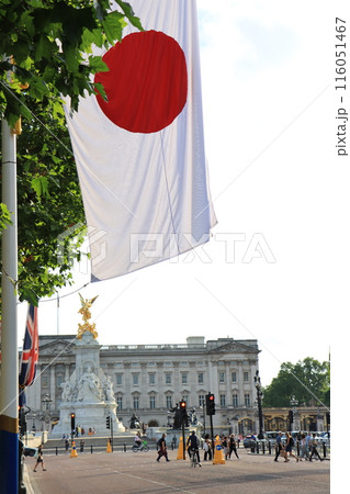 イギリス・バッキンガム宮殿前大通りの日本国旗 イギリス・バッキンガム宮殿前大通りの日本国旗 116051467