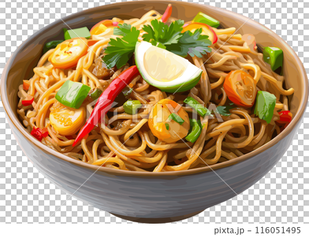 mi goreng, fried noodles, in transparent background, png 116051495