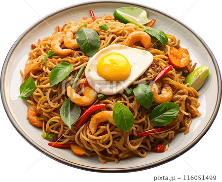 mi goreng, fried noodles, in transparent background, png 116051499
