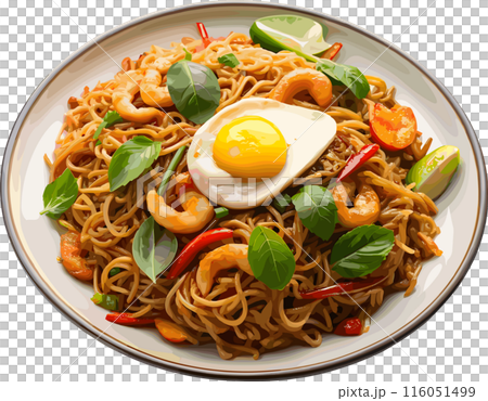 mi goreng, fried noodles, in transparent background, png 116051499