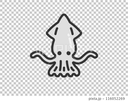 イカのアイコン（線画カラー）のイラスト 116052269