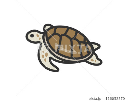ウミガメのアイコン（線画カラー）のイラスト 116052270
