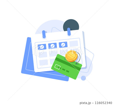 Subscription payment,Calendar with a monthly payment date for a registered member,Monthly subscription payment basis fee concept 116052340