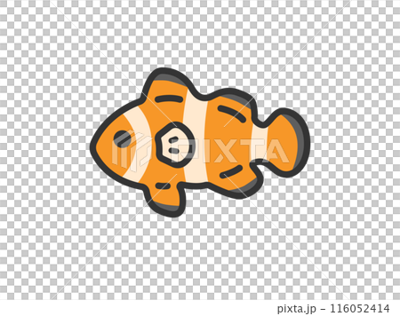 クマノミのアイコン（線画カラー）のイラスト 116052414