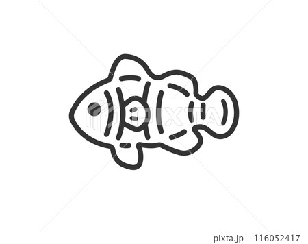 クマノミのアイコン（線画）のイラスト 116052417