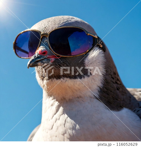 サングラスをした鳩 116052629