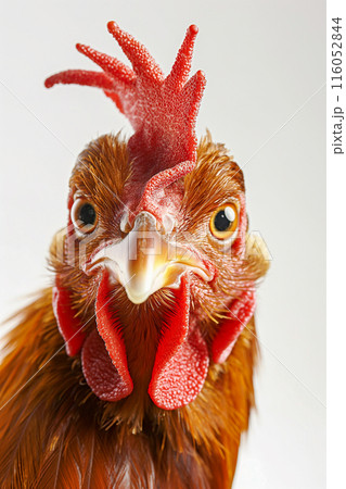 A chicken with a red head and red comb 116052844