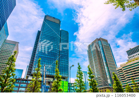 日本の東京都市景観 東京海上日動ビルディング解体工事などを望む。新丸ビルや丸ビルなどが一望に 116053400