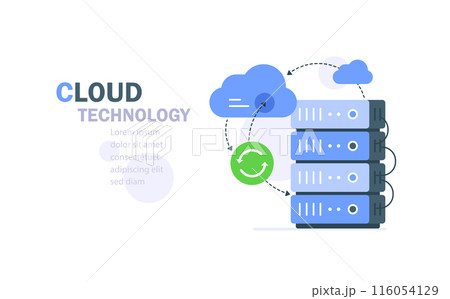 Cloud computing concept,cloud server,device data exchange and file synchronization concept 116054129