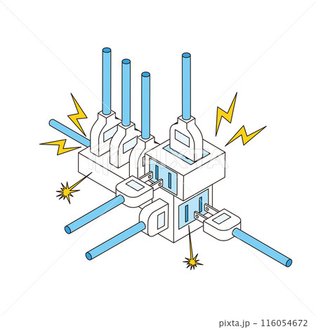 コンセントのたこ足配線 コンセントのたこ足配線 116054672