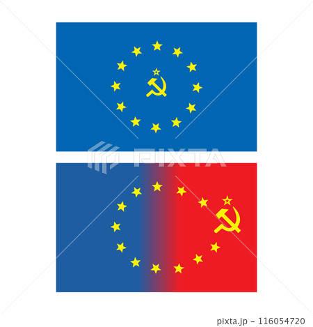 EU Flag with the communist symbolic vector image EU Flag with the communist symbolic vector image 116054720