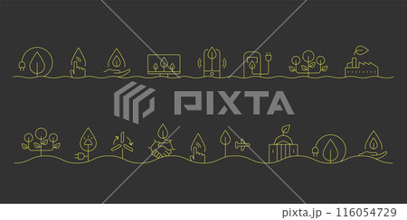 Continuous line drawing collage related to ecologyのイラスト素材 [116054729 ...