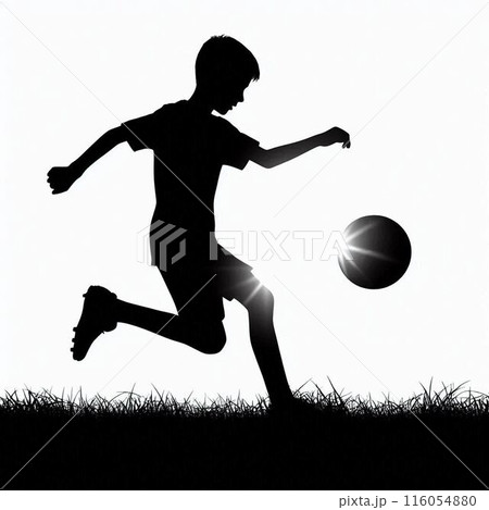 サッカーをしているシルエット 116054880