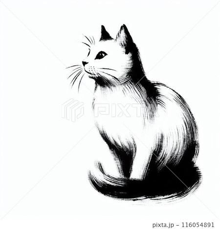 専用　水墨画　猫の絵 確認用 水墨画 猫の絵 イラスト風☆アート猫 水墨画タッチ みぃ