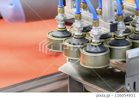 The high technology material handling process in canned food production by robotic system. The high technology material handling process in canned food production by robotic system. 116054931