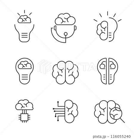 Stroke line icons set of the brain 116055240