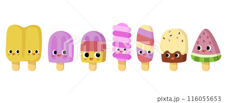 Cute ice cream cartoon, Sweet summer dessert 116055653