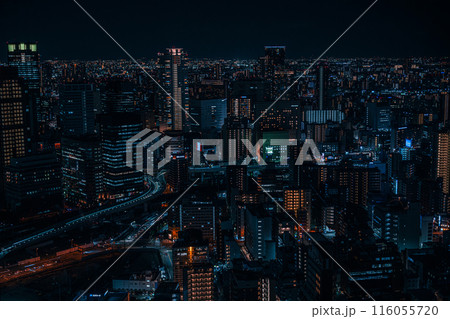 梅田スカイビルから見た大阪の夜景 梅田スカイビルから見た大阪の夜景 116055720