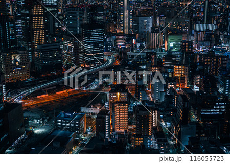 梅田スカイビルから見た大阪の夜景 116055723