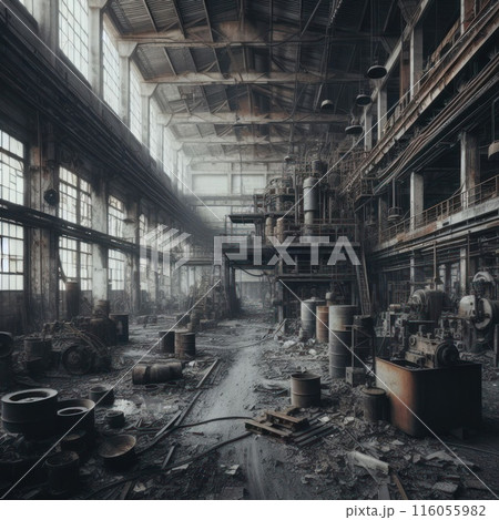 A long-abandoned workshop of an industrial enterprise. 116055982
