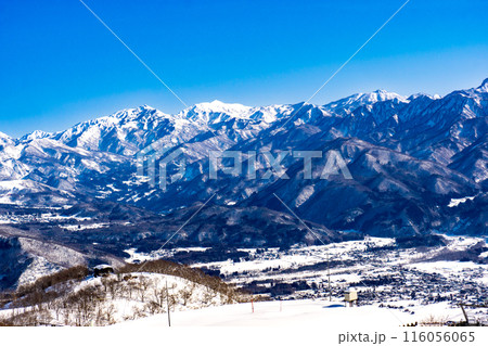 長野県北安曇郡白馬村 白馬五竜スキー場から見る火打山と妙高山 長野県北安曇郡白馬村 白馬五竜スキー場から見る火打山と妙高山 116056065
