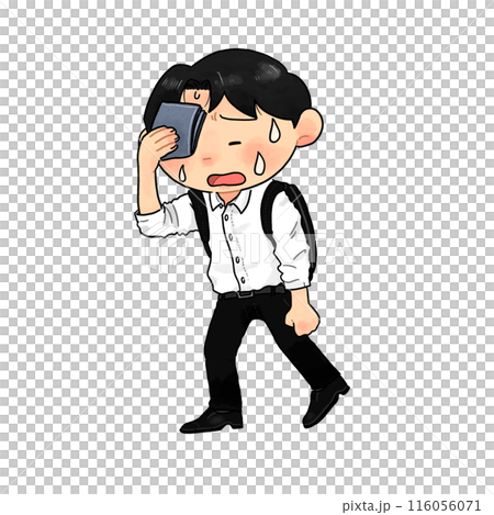 暑そうな男性のイラスト_熱中症_体調不良【全身】 116056071