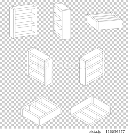 7種類の立体図面の棚のイラスト素材 [116056377] - PIXTA 図面の棚