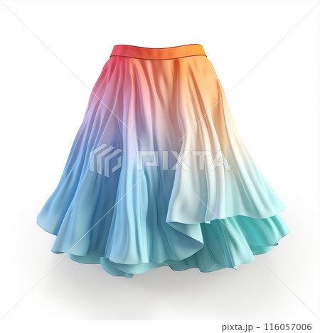 Simple white skirt isolated. Summer women's clothing. Casual fashion. Clothes mockup 116057006