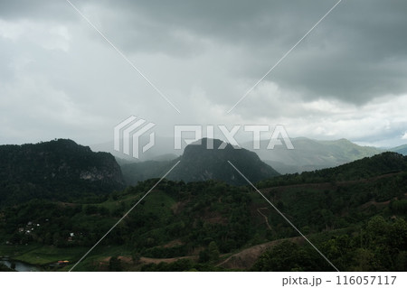 Green hills of Doi Chang Mountains of Chiang Rai 116057117