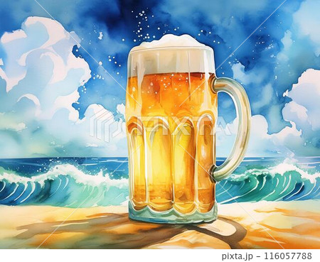 ビールジョッキに入った生ビール 116057788