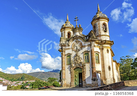 Frontal view of historic baroque church Frontal view of historic baroque church 116058368