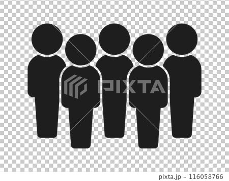 Icon/pictogram of five people standing - Simple group/group of five image material Icon/pictogram of five people standing - Simple group/group of five image material 116058766