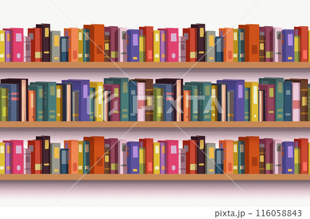 a seamless book shelf with various books 116058843